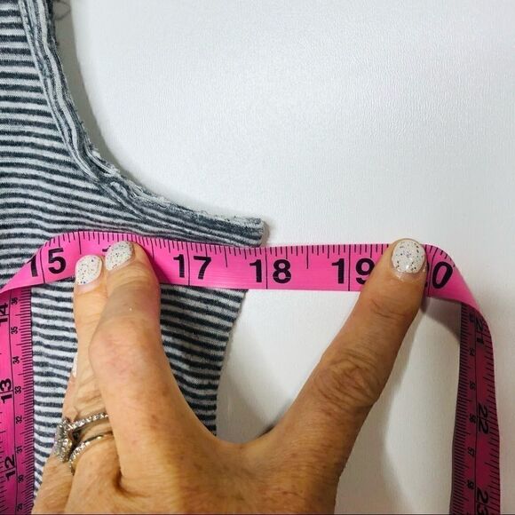 Anthropologie Postage Stamp Gray White Stripe Tank - Picture 10 of 11